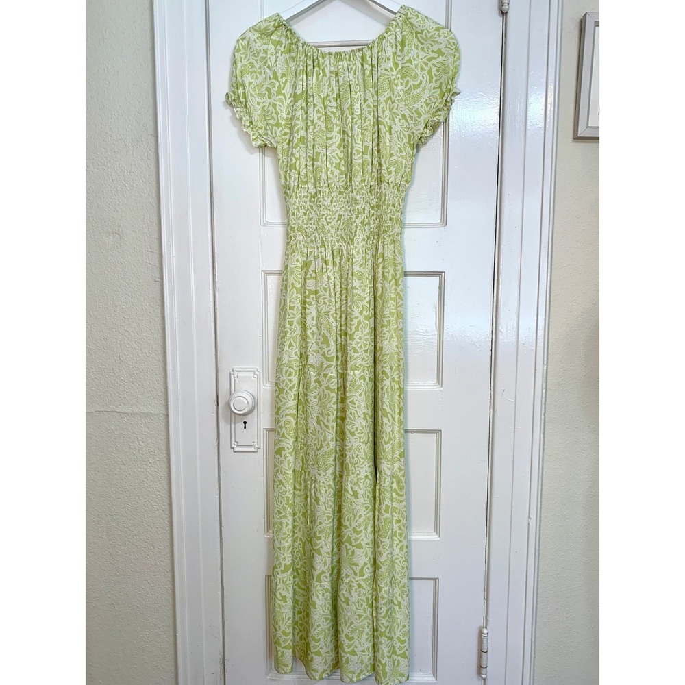 Anthropologie Kindred Tiered Maxi Dress Paisley Smocked Waist Large Cottagecore - Picture 10 of 16